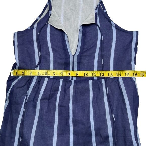 Oliphant Tiered Striped Tassel Tie Neck Maxi Dress Blue Size XS - Picture 8 of 12